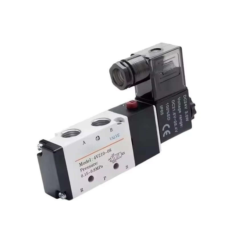 Airtac 5 Way 2 Position 4V210-08 4V210-06 DC24V AC220V Single Coil Pneumatic Control Valve Solenoid Valve Working Pressure
