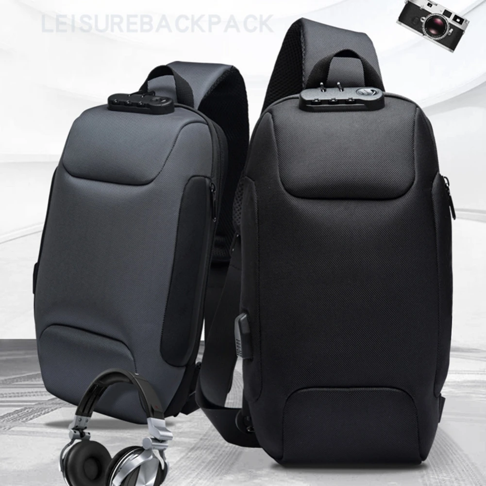 

USB Charging Chest Bag Multifunctional Crossbody Pouch Travel Hiking Small Daypack Large Capacity Shoulder Pack Sport Messenger