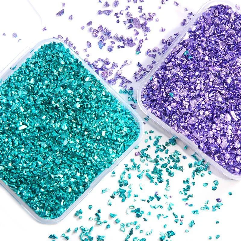 80g/box Nail decals Glass Metal Crushed Stone Stickers DIY Table Pattern Filling Decorative Glitter Crystal for Craft Sequins