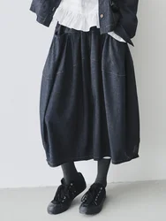 imakokoni 2024 Autumn Artistic Knitted Cowboy Lantern Skirt Pants Casual Women's Pants 244789