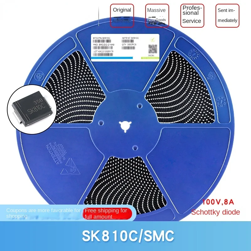 (10 pieces)  SK810C SMC 100V/8A SMD Schottky Diodes