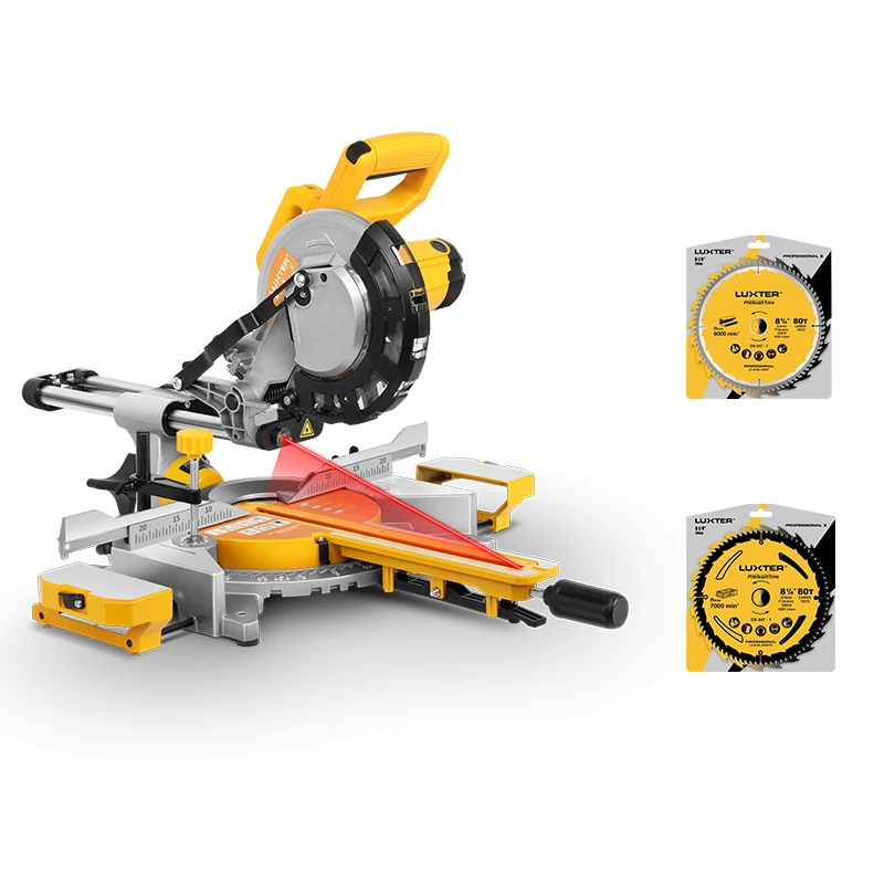

LUXTER 210mm Sliding Miter Saw+ 1PC 210mm Blade for Wood Cutting+ 1PC 2110mm Blade for Aluminum Cutting Miter Saw Retail Sell
