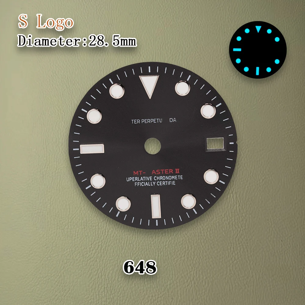 جديد 28.5 مللي متر S شعار NH34 نيزك GMT الطلب صالح NH35 حركة الجليد الأزرق مضيئة ساعة عالية الجودة تعديل اكسسوارات أدوات