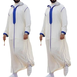 Patchwork Stehkragen Muslimischen Herren Langarm Thobe Nahen Osten Saudi-arabischen Kaftan Islamischen Abaya Kleid Dubai Roben