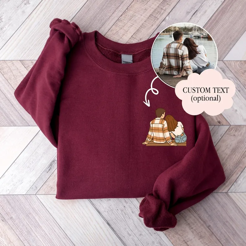 Custom Cartoon Caricature Portrait from Photo Sweatshirt Family Reunion Couple Portrait DIY Design for Family Personalized Gifts