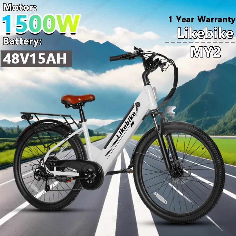 

E Bike 1500W Peak Motor 48V15AH Removable Battery Electric Bike Dual Disc Brakes 26*1.95-inch all-terrain tires Electric Bicycle