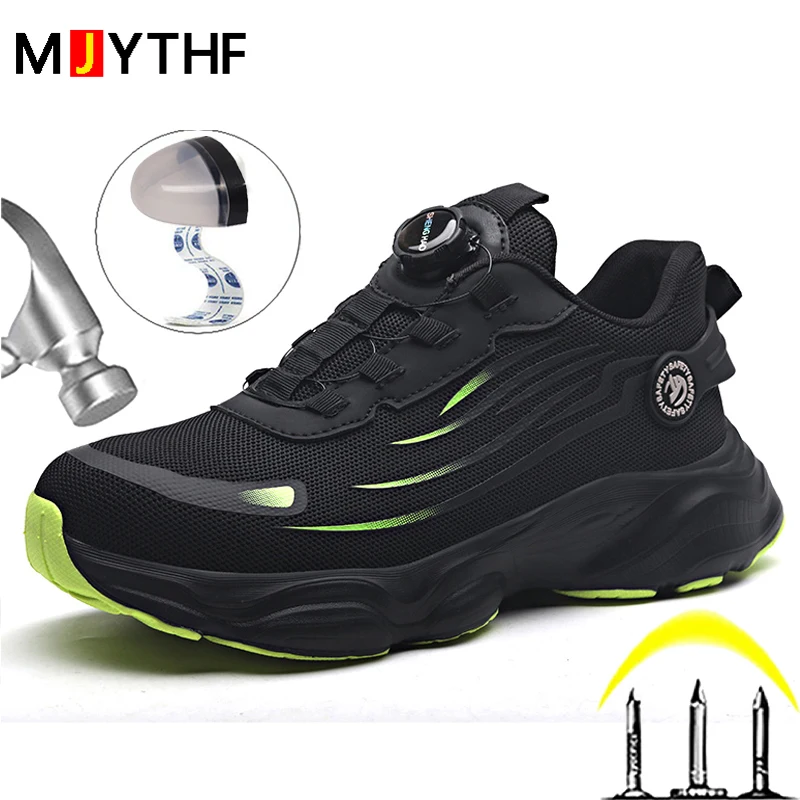 

Защитная обувь с вращающейся кнопкой, мужские ботинки, противоударные рабочие кроссовки с композитным носком, защитная рабочая обувь с защитой от проколов, защитные ботинки