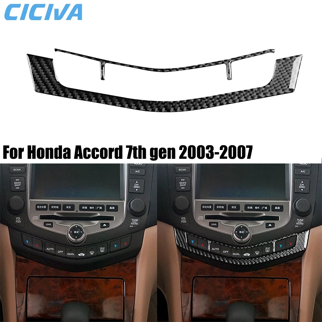 

For Honda Accord 7th Gen 2003-2007 Carbon Fiber Dashboard Navigation AC CD Button Car Accessories Interior Cover Sticker Trim