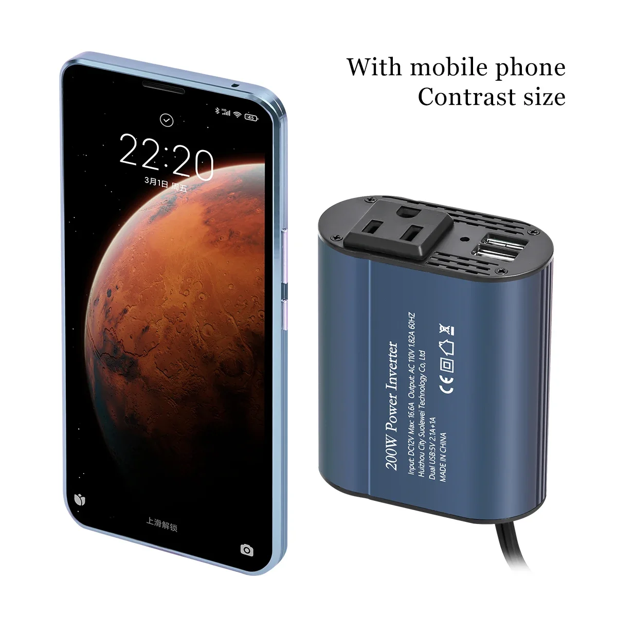 تيار مستمر 12 فولت إلى التيار المتناوب 110 فولت 60 هرتز المحمولة محول جهد السيارة شاحن محول 200 واط محول اكسسوارات السيارات