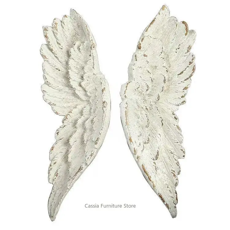 Angel Wing Wall Decor for Homestay, Hanging Winged Ornament for Indoor Wall, Rustic Resin Wall Hanging for Living Room Home