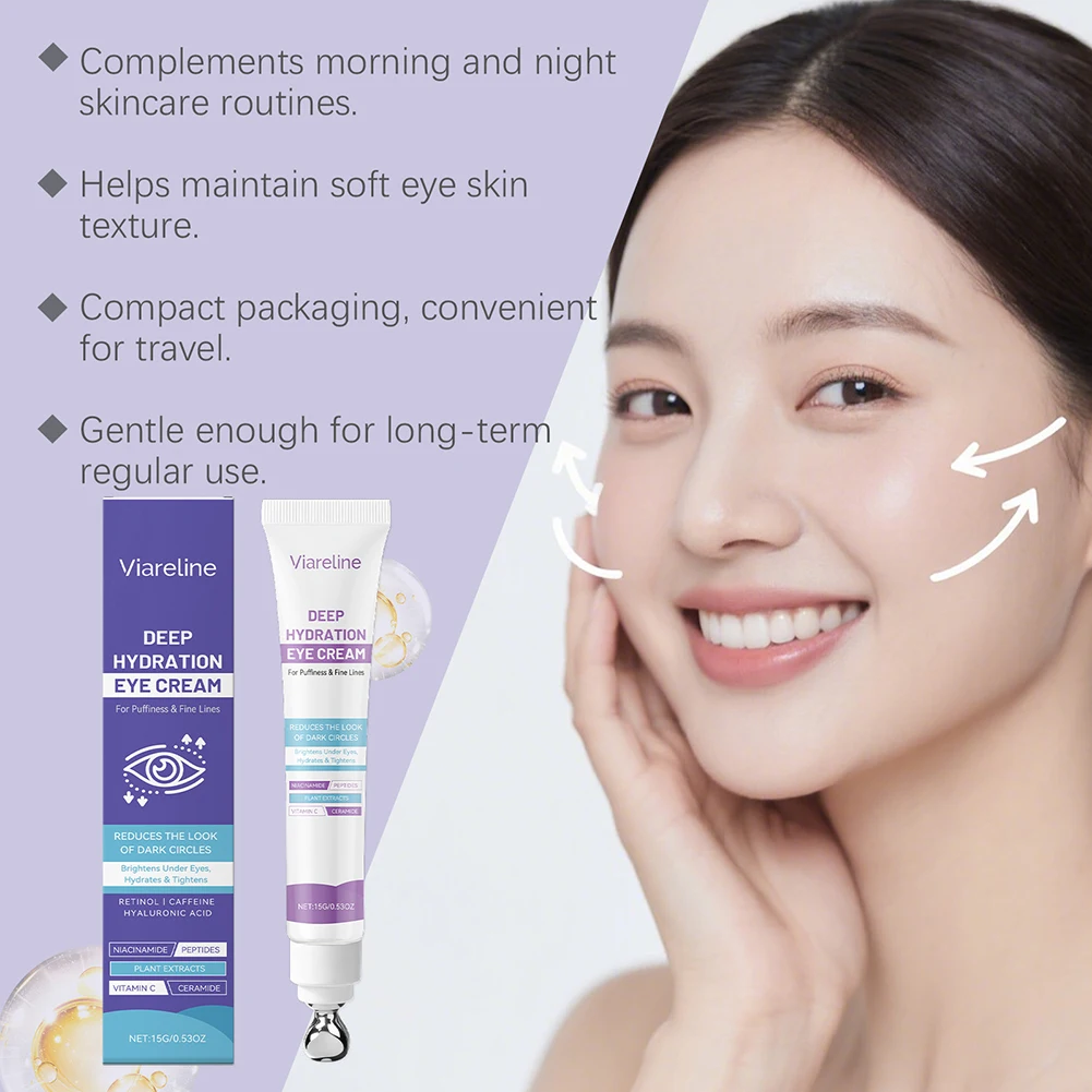 15g Retinols+Caffeine Eye Cream,Anti Aging Caffeine Under Eye Cream With Eye Roller,Reduces Fine Lines And Wrinkles Eye Cream