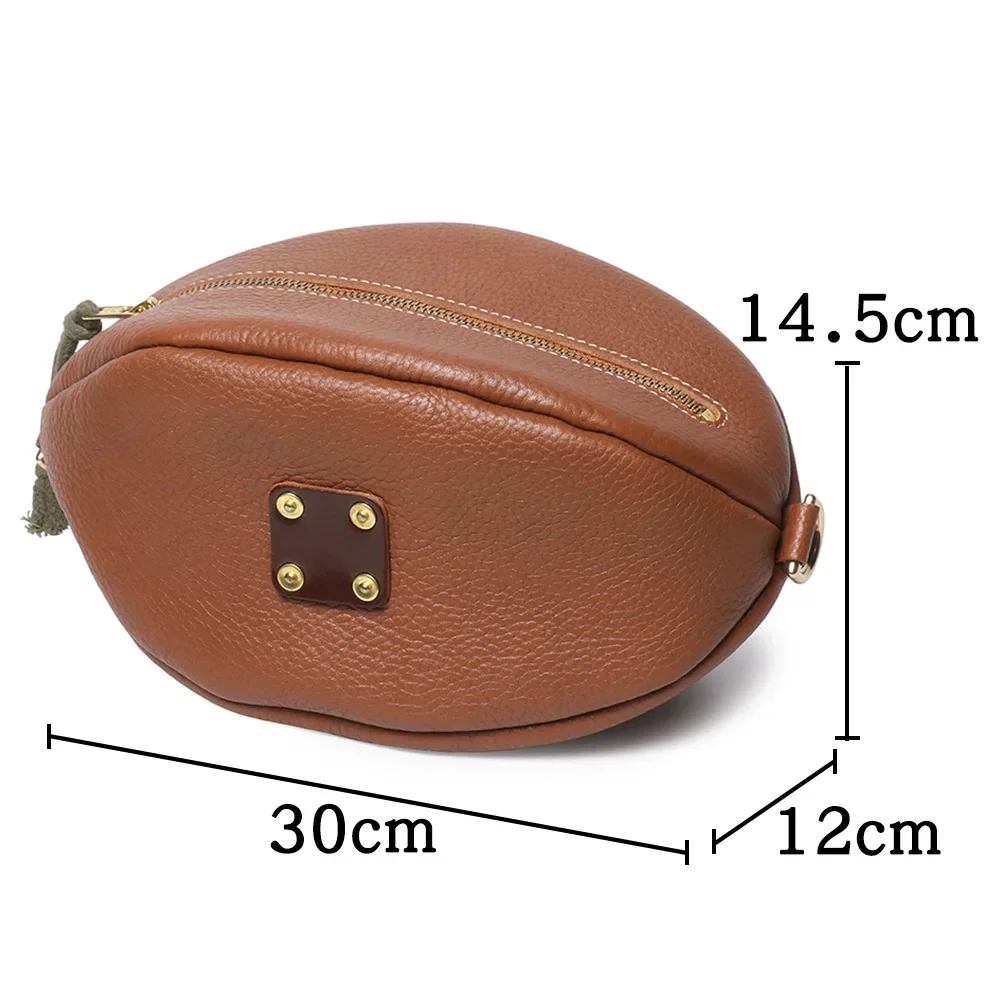 Bolsa de peito de futebol de couro genuíno masculina elegante nova camada superior bolsa de ombro de couro