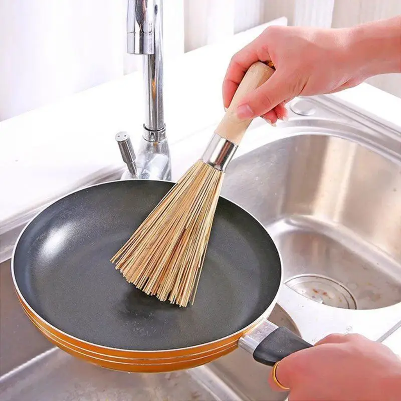 E06B แปรงทำความสะอาดห้องครัว Kitchen Pan Brush แปรงไม้ไผ่ Pan แปรงหม้อแปรงทำความสะอาด