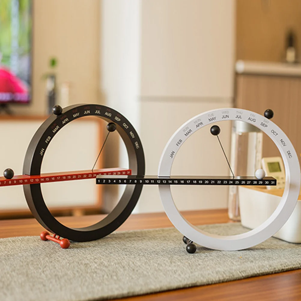 

1pc Magnetic Desk Calendar Adjustable Date Tracker With balls For Home Office Study Room Decor Black White