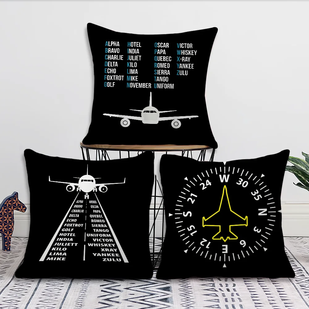 Interesting Pinyin A-Alphabet Flights Sofa Living Room Bedroom Headboard Backrest Cushion Square Cushion Nap Time Pillow Case