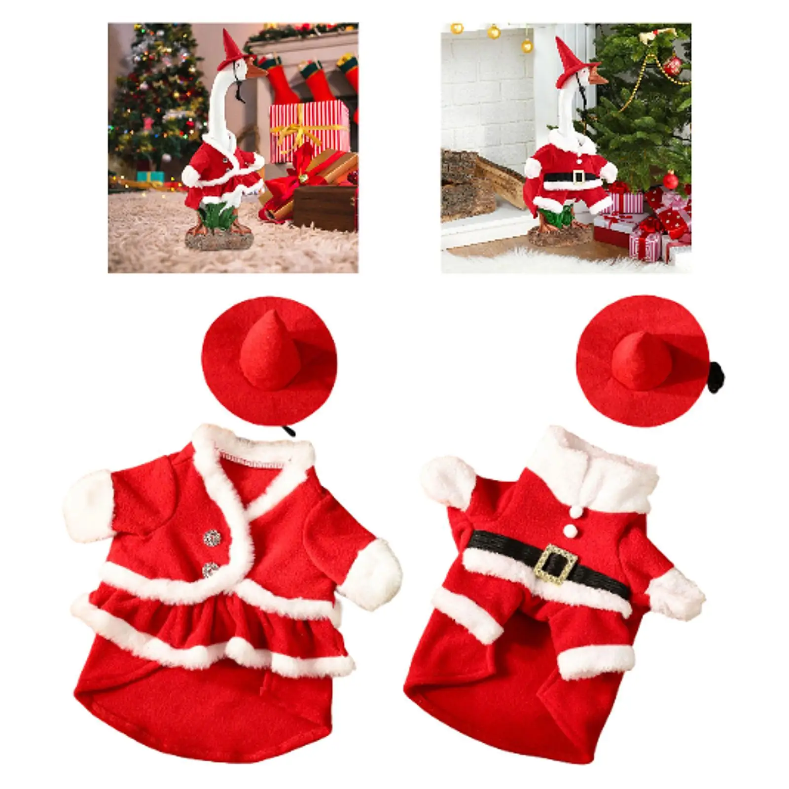

Christmas Porch Goose Figurine Outfit Xmas Costume Christmas Goose Statue Clothes