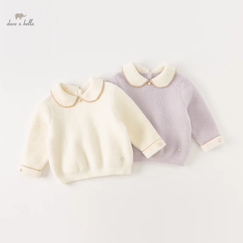 Dave Bella 2023 New Autumn Winter Girls Baby Children Top Knitted Sweater Pullover Fashion Casual Sweet DB4237325