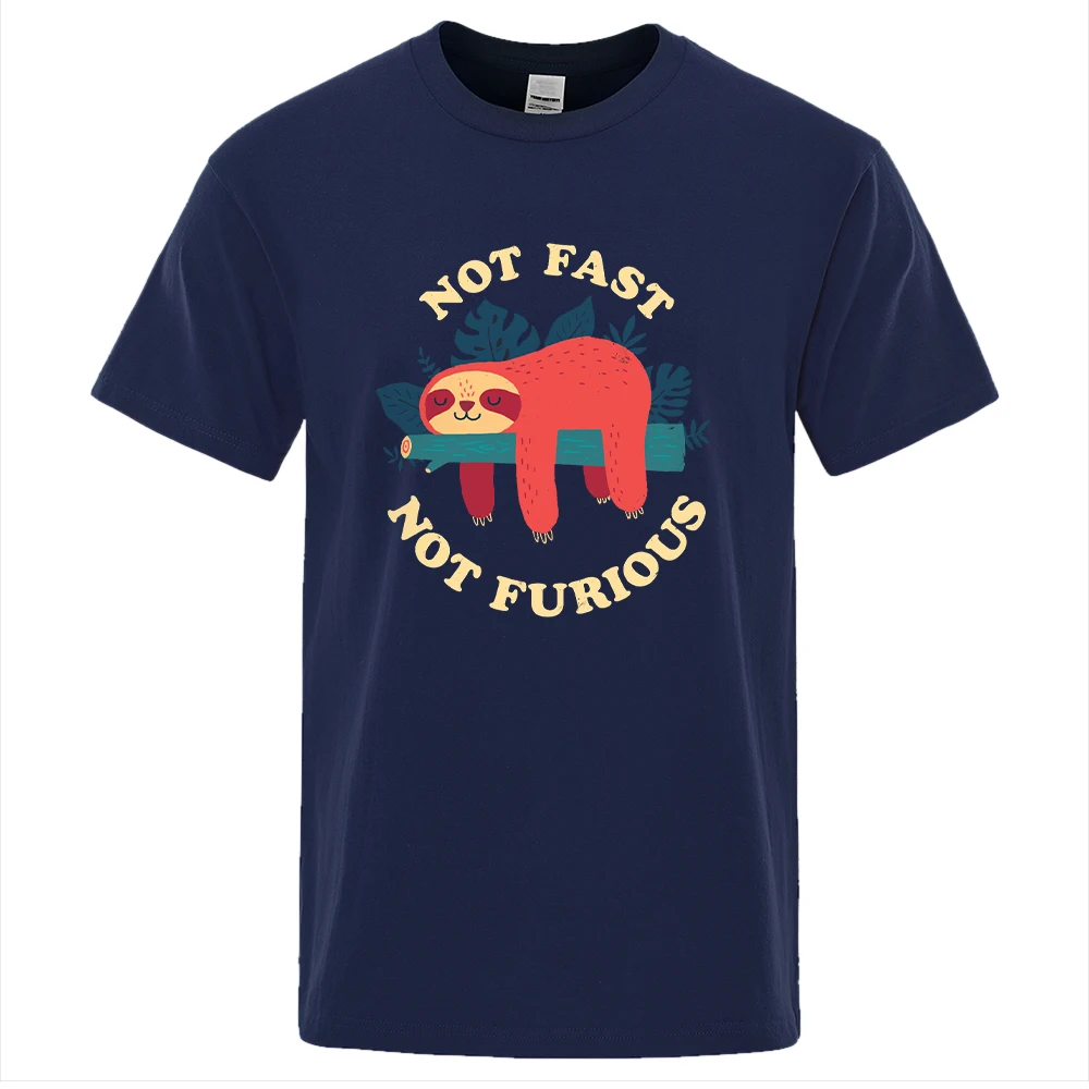 

Not Fast Not Furious Sloth Cute Print Men Tee Shirts Breathable Tops Street T-shirt Women Casual Polyster T Shirts Clothing