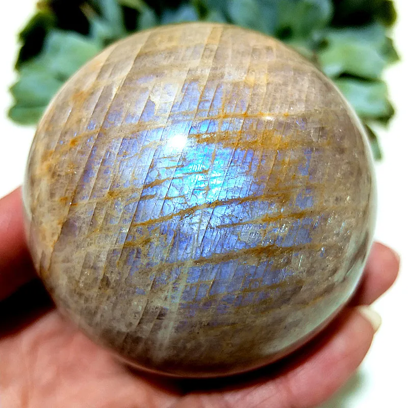 Natural Stones Blue Moonstone Ball Chakras Meditation Energy Witchcraft Reiki Healing Feng Shui Room Decorations