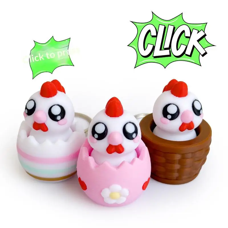 NewCute Chicken Egg Rabbit Button Keyboard Clicker Keychain Stress Relief Sensory Fidget Toys Backpack Pendent Ornaments Gift