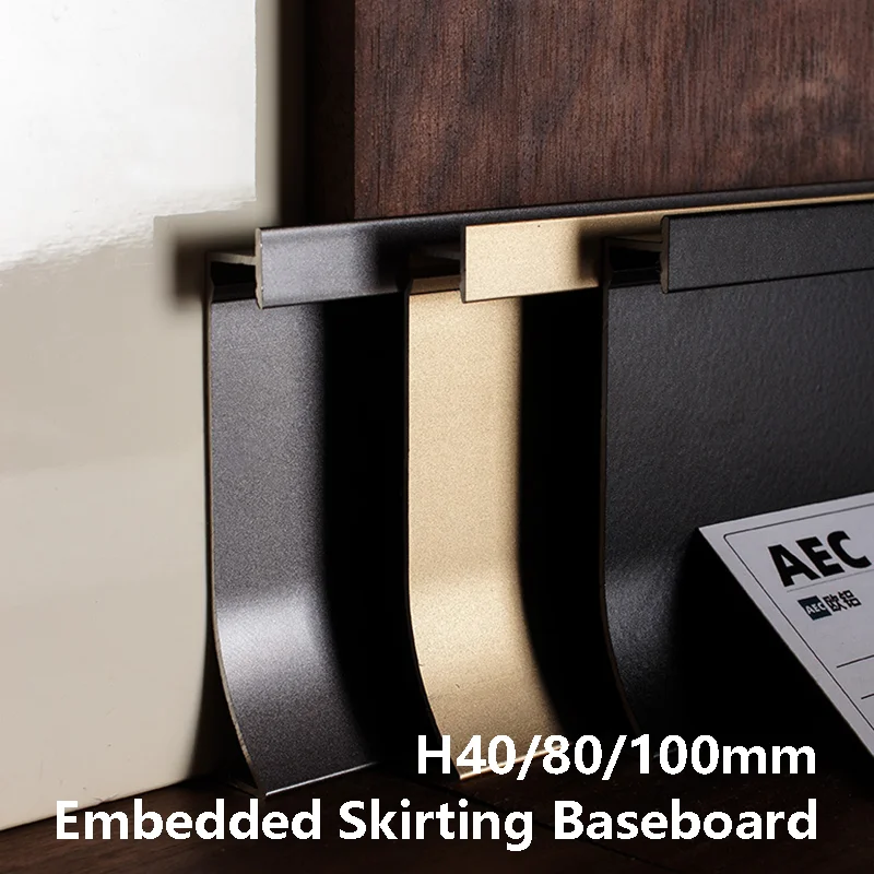 H40/80/100mm Embedded LED Skirting Baseboard Aluminium Profile Channel Down Glowing Floor Wall Skirting Line Hard Strip Light