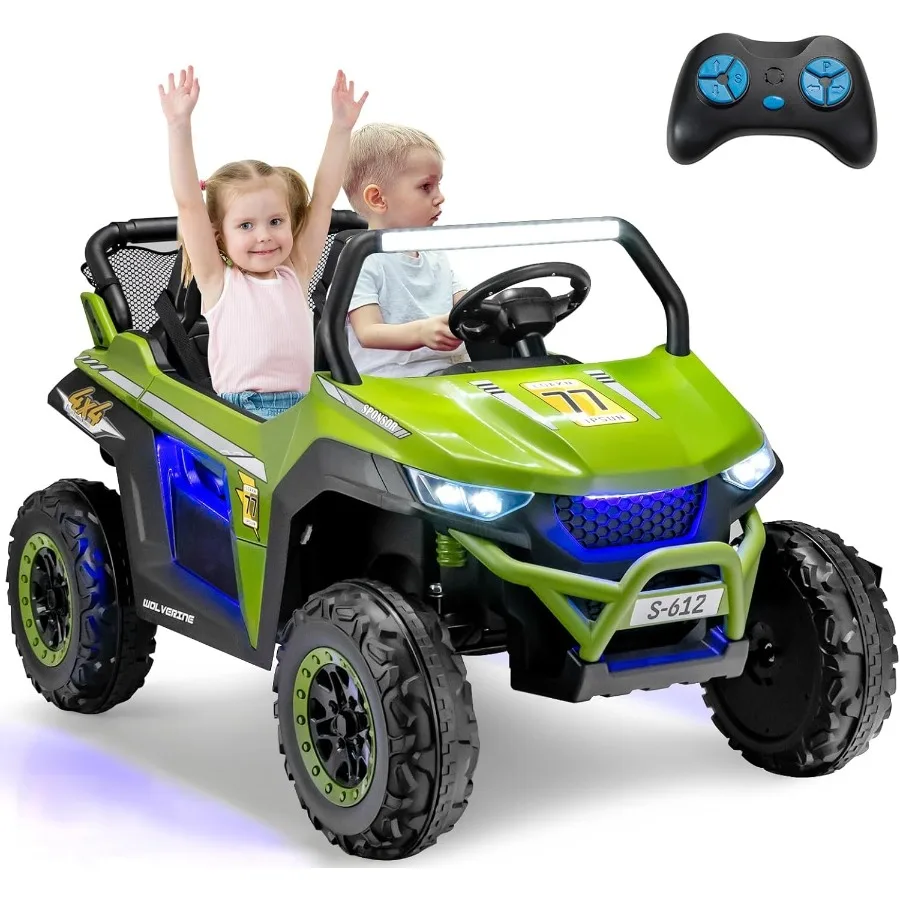 2 Seater Ride on Car for 12V UTV ' Electric Vehicles with Remote Control Spring Suspension Soft Start Music Bluetooth FM Batter