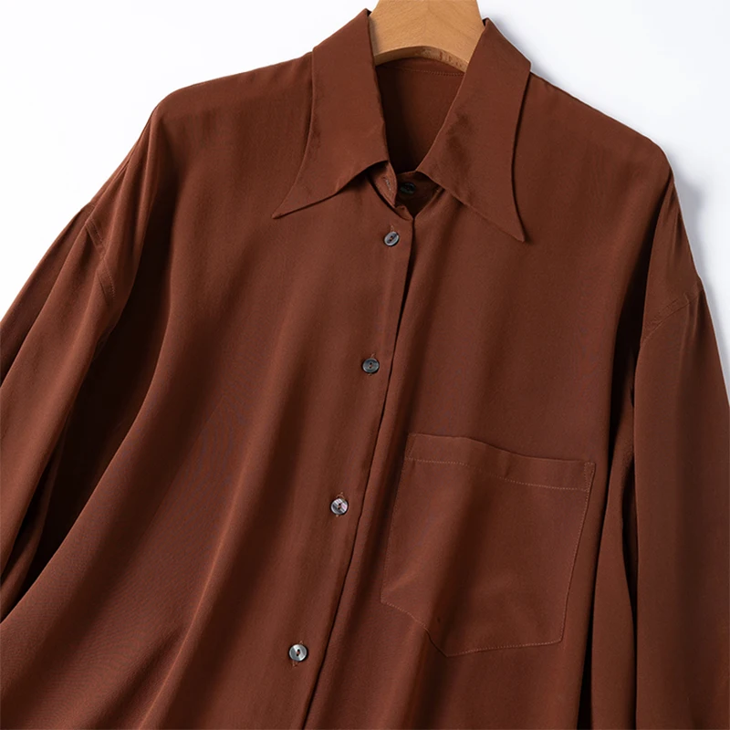 女性シルクロングタイプシャツ 100% 桑シルククレープデシンボタンダウン長袖カジュアルカーディガン日焼け止め服 M1367