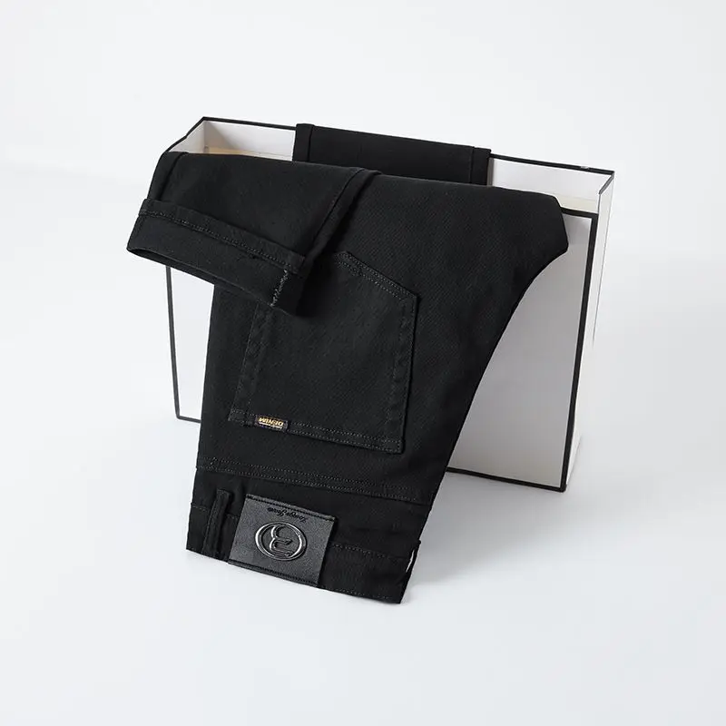 2025 Autumn Winter New Trendy Classic Jeans Male Solid Color Washed Straight Denim Pants Wide Leg Business Casual Stretchy Jeans