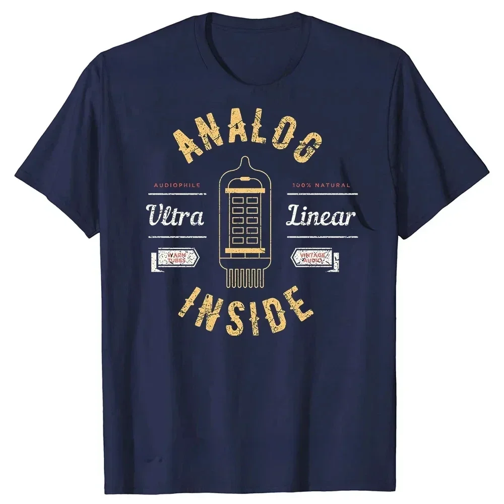 Vintage VU Meter Sound Engineer Analog Electronic O-Neck Cotton T Shirt Men Audio Engineer Recording Studio Funny Tshits Men Top