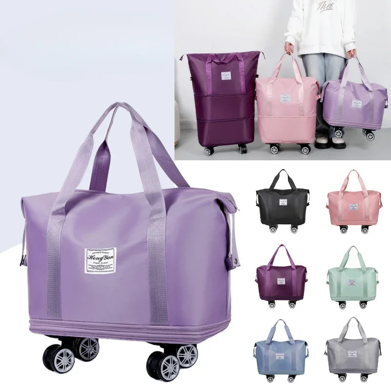 Expandable Luggage Bag with Universal Wheel Large Capacity Dry and Wet Separation Storage Business Travel Bag Duffle Bag
