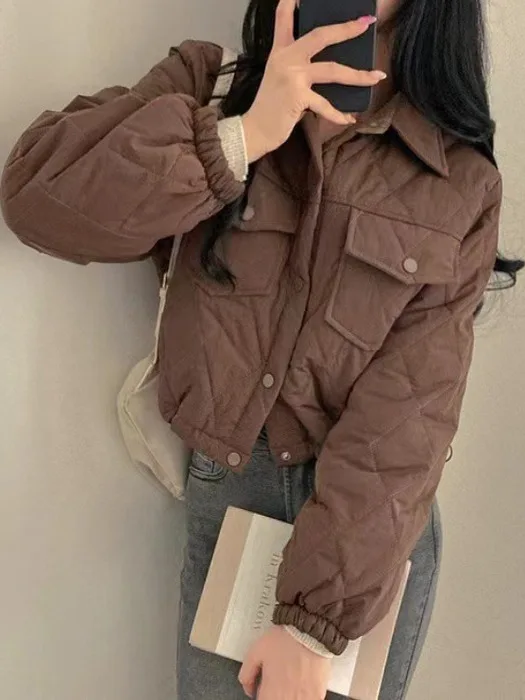 Chic Retro ort Cotton Jaet Women's Hong Kong Sle Dstring Buttoned Waist Loose Collar Long Sve Trendy Outerwear