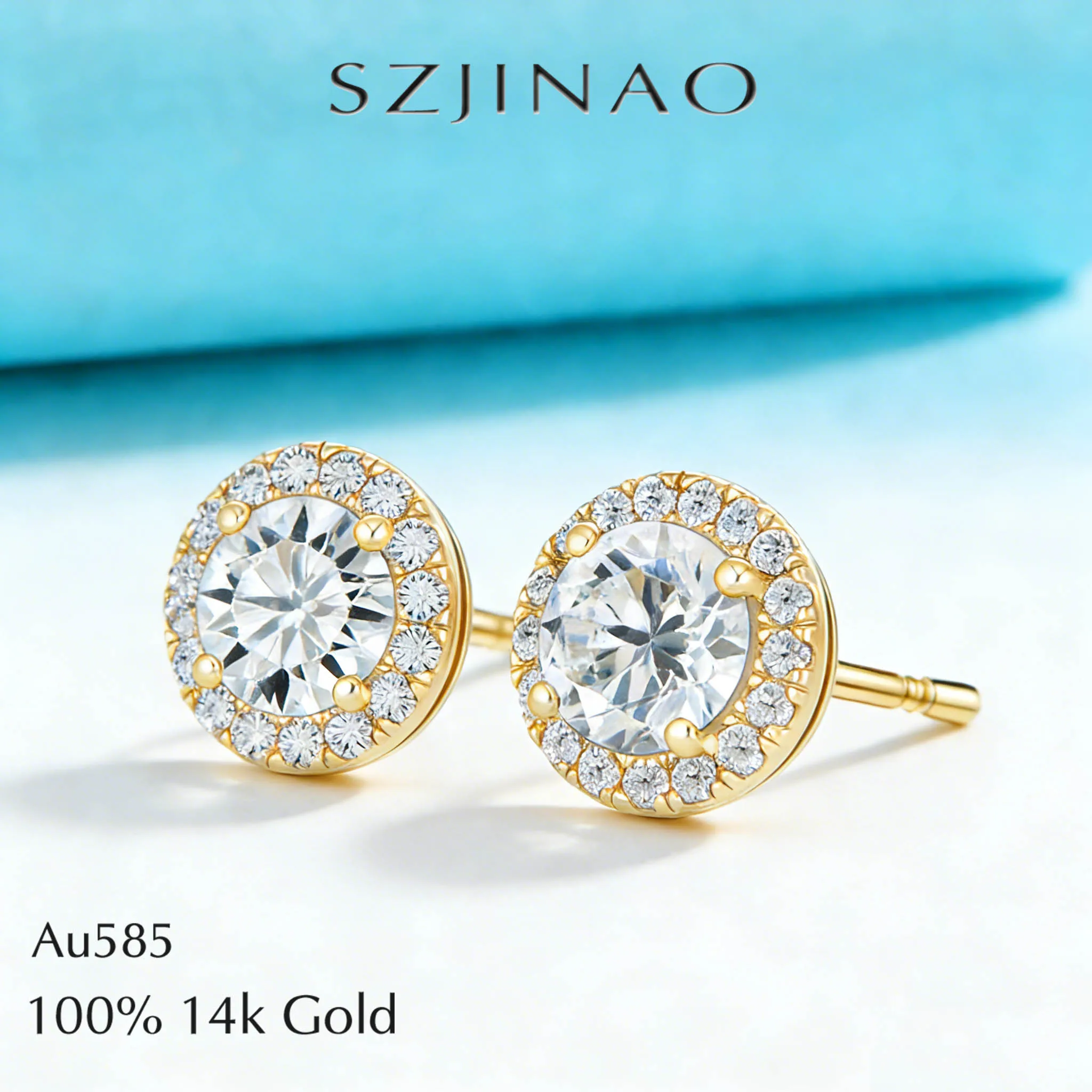

14K Gold Luxury Stud Earrings with 0.5ctx2 D Color Moissanite Perfect for Wedding Engagement Party Gifts for Women Fine Jewelry
