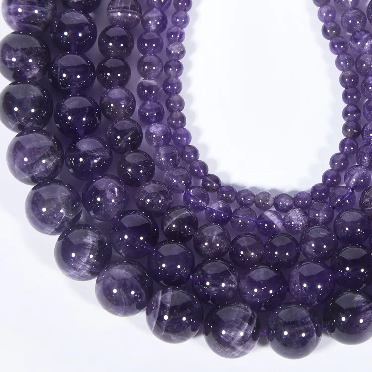 

Natural Stone Rock Crystal Purple Amethysts round Loose Beads 4-12MM fashion Charm for DIY Jewelry Making Wholesale