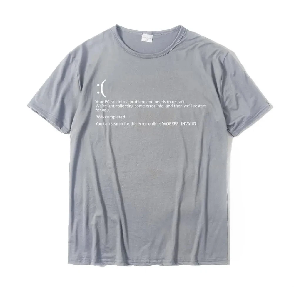 مضحك الأزرق شاشة الموت BSOD تحطم الطالب الذي يذاكر كثيرا زي الكمبيوتر تي شيرت كامل Camisa جديد القادمة الرجال تي شيرت Camisa