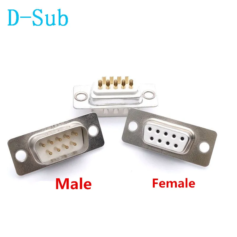 20psc Gold Plated DB9 2Rows White Parallel Port 9Pin D Sub Female/Male 9 Way Wire Solder Connector Socket Plug VGA Adapter