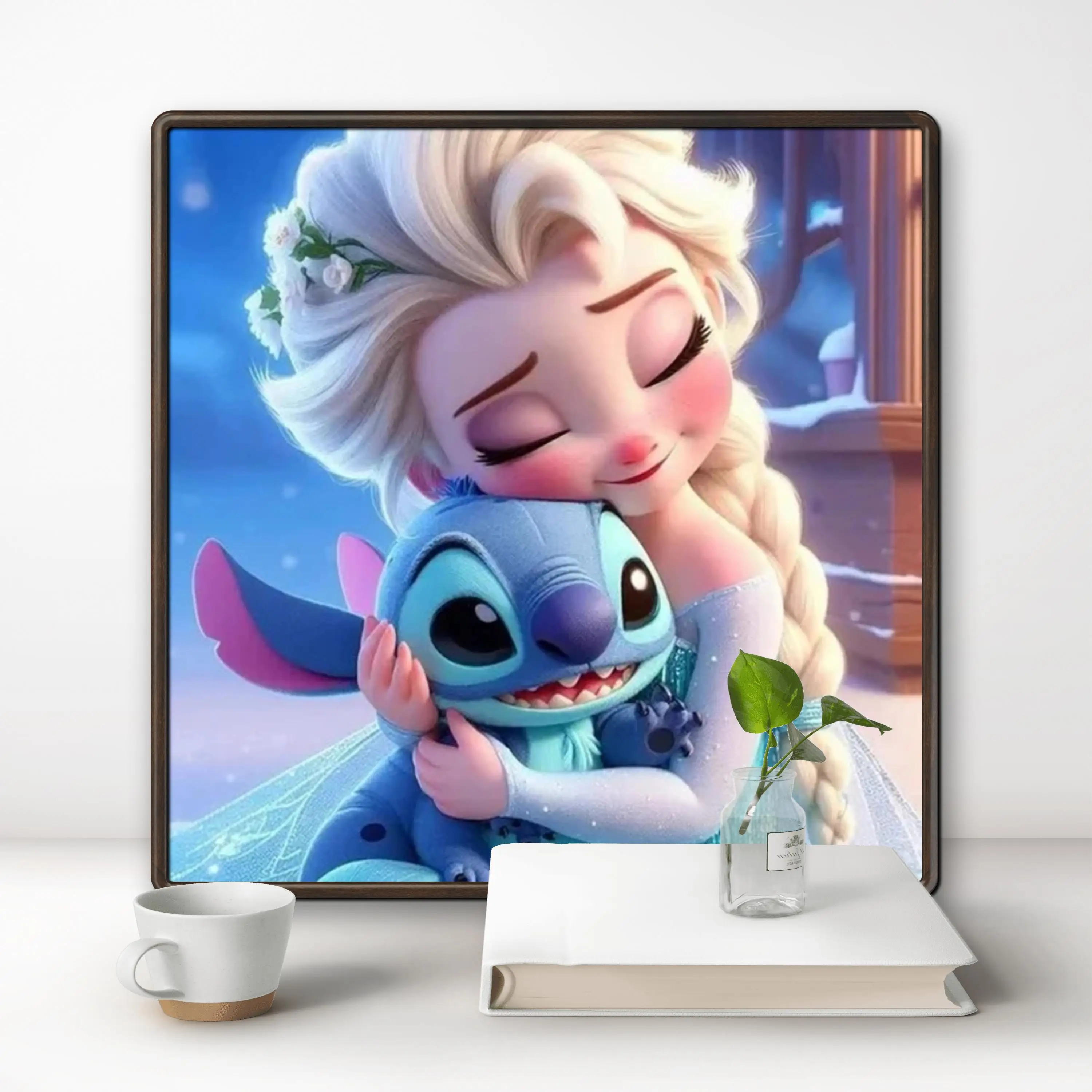 Disney Lilo Stitch i księżniczki 5D obraz diamentowy DIY mozaika sztuka kreskówkowa haft krzyżykowy wystrój domu prezent dla dzieci