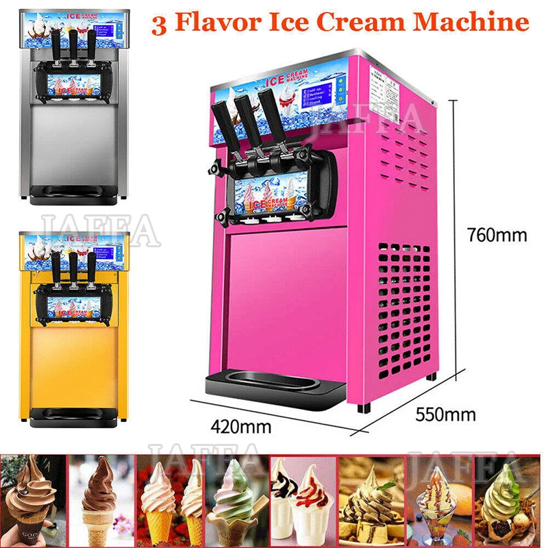 Factory Direct 220V Commercial Automatic Small Multifunctional Smart Three Flavors Soft Ice Cream Machine New for Shopping Malls