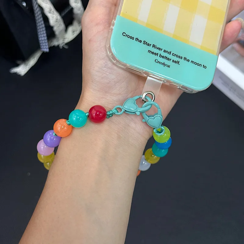 سوار حبة محلية الصنع للهاتف المحمول ، الراقية ، سلسلة يدوية الصنع ، حمل ، مكافحة الخسارة ، المعصم ، حالة الهاتف ، شنقا