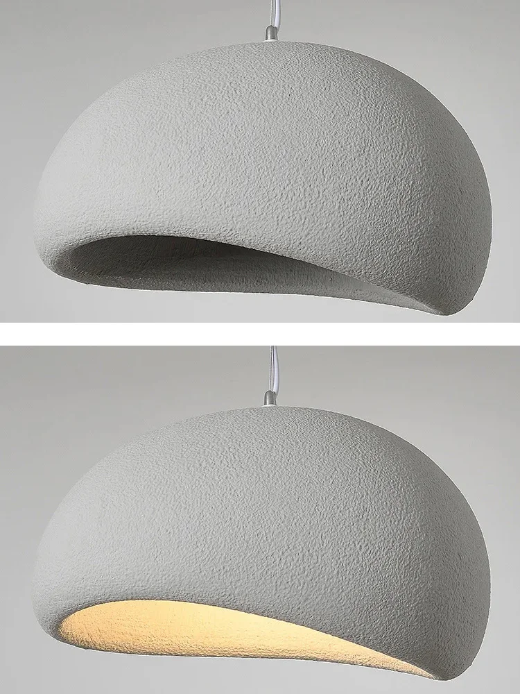 Imagem -06 - Nordic Lustre com Tampa Oval Lâmpada Wabi-sabi Luzes Led Pingente Café Quarto Sala Suspensão 60cm de Diâmetro E27