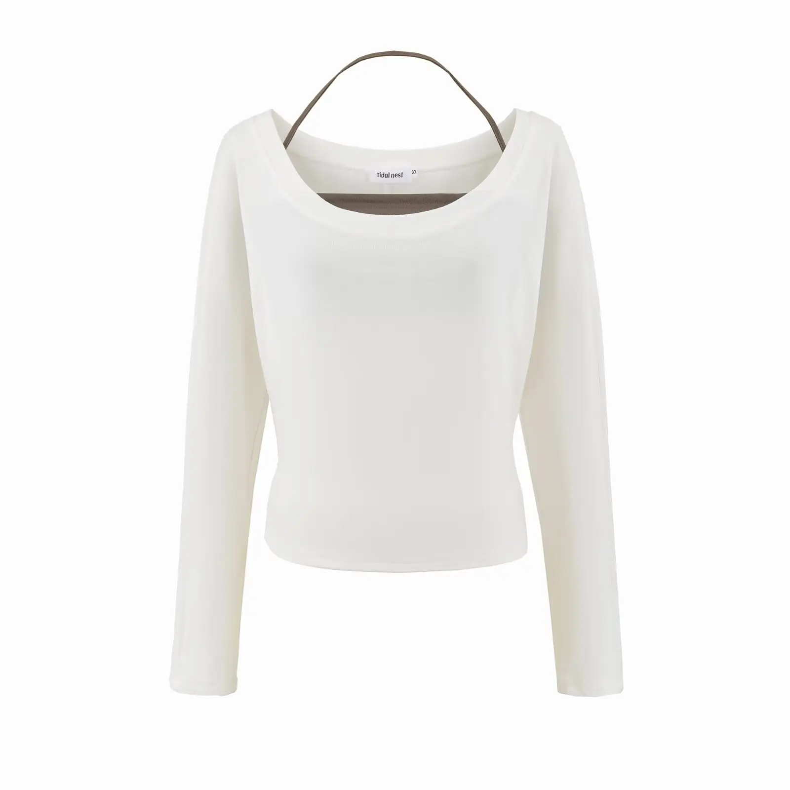 ZBZR Autumn New Women's Loose Fit Long Sve Slimming Two-Piece Set T-irt Simple Versatile ort Top Polyester Fiber