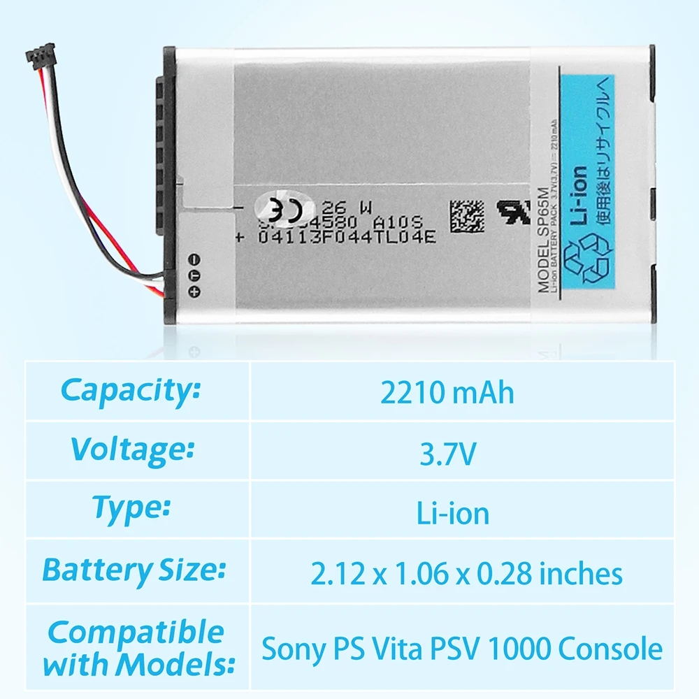 OSTENT 3.7V 2210mAh SP65M Rechargeable Li-ion Battery Replacement for Sony PS Vita PSV 1000 Console