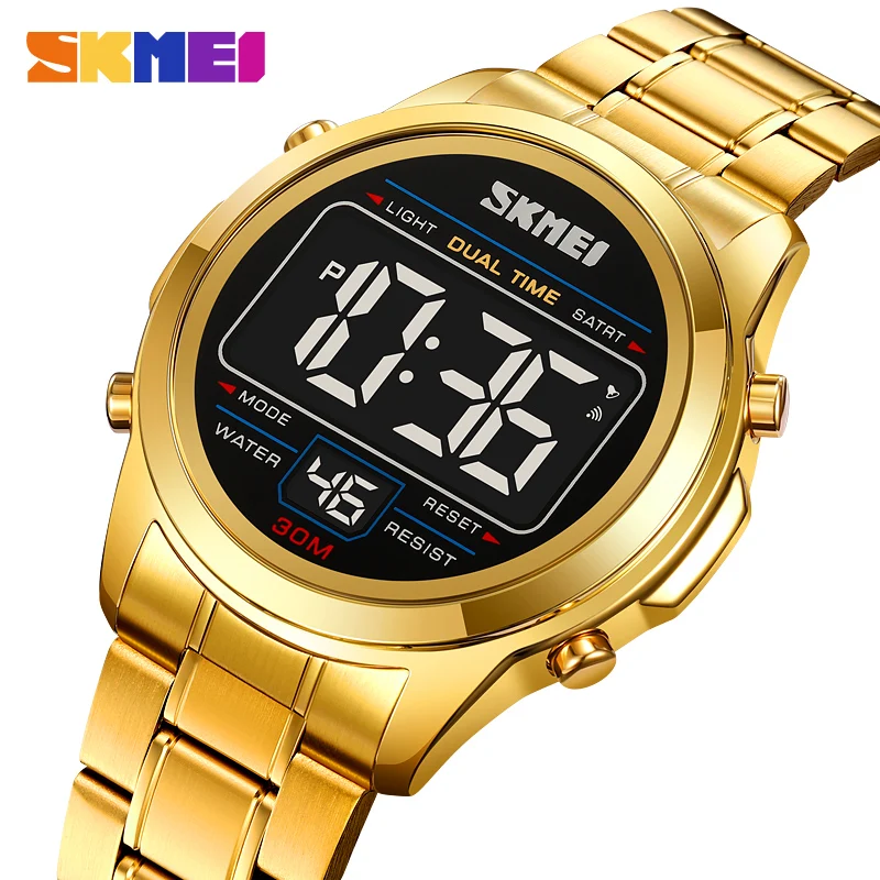 

SKMEI Stainless Steel Watch Band Chronograph Date Alarm Clock Sunday Night Light On The Hour 24-Hour System Countdown 2127