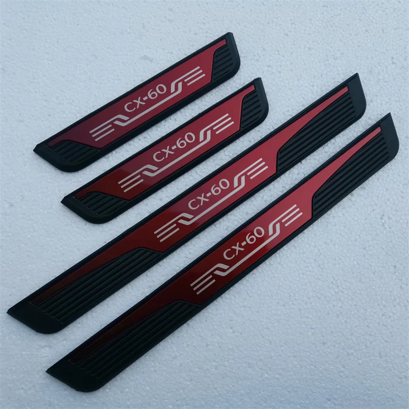 For Mazda CX60 Door Sill Protector Car Accessories Auto Threshold Scuff Plate Stickers Steel Pedal Trim Styling 2022 2023 2024