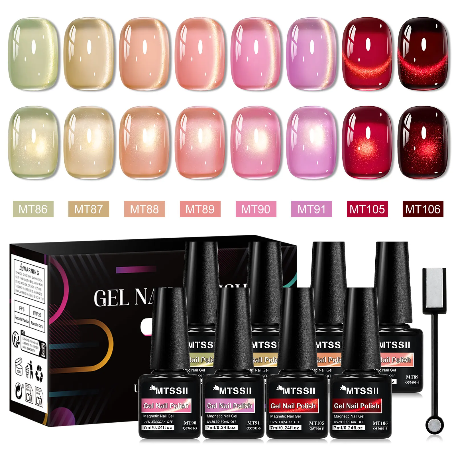 9pcs Cat Magnetic Gel Nail Polish Set With Magnetic Stick Shiny Effect Semi Permanent Soak Off UV Gel Varnish DIY Nail Supplies