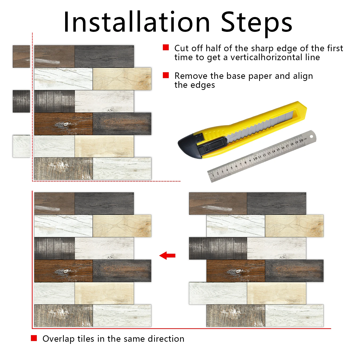 17 أنماط خاصة على شكل تنقش الخشب الحبوب البلاط الجدار ملصق المطبخ باكسبلاش النفط واقية الحمام مغسلة الفن جدارية الشارات #5