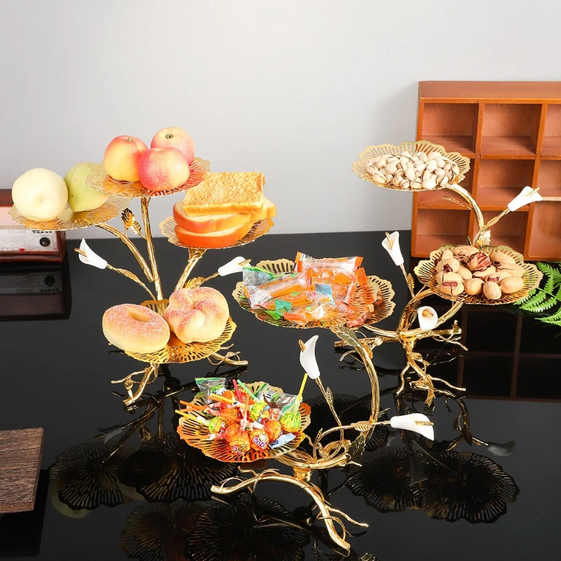 

Retro Metal Flower-shaped Fruit Plate, Multi-layer Dessert Plate, Fruit Basket, Candy and Snack Storage Fruit Plate