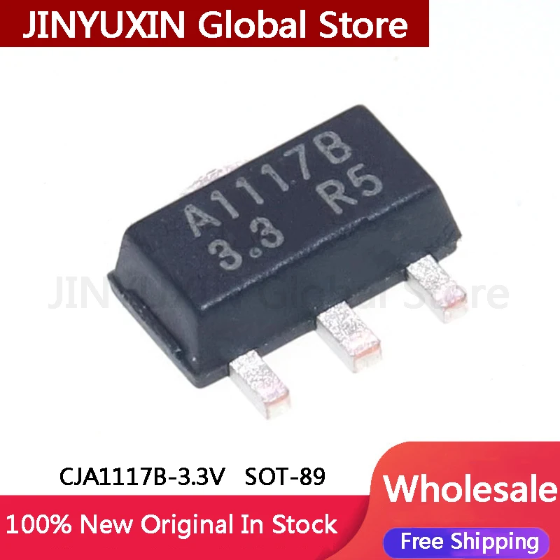 50-100Pcs CJA1117B-3.3V CJA1117B 3.3V voltage regulator circuit SMD transistor SOT-89 IC Chip In Stock Wholesale