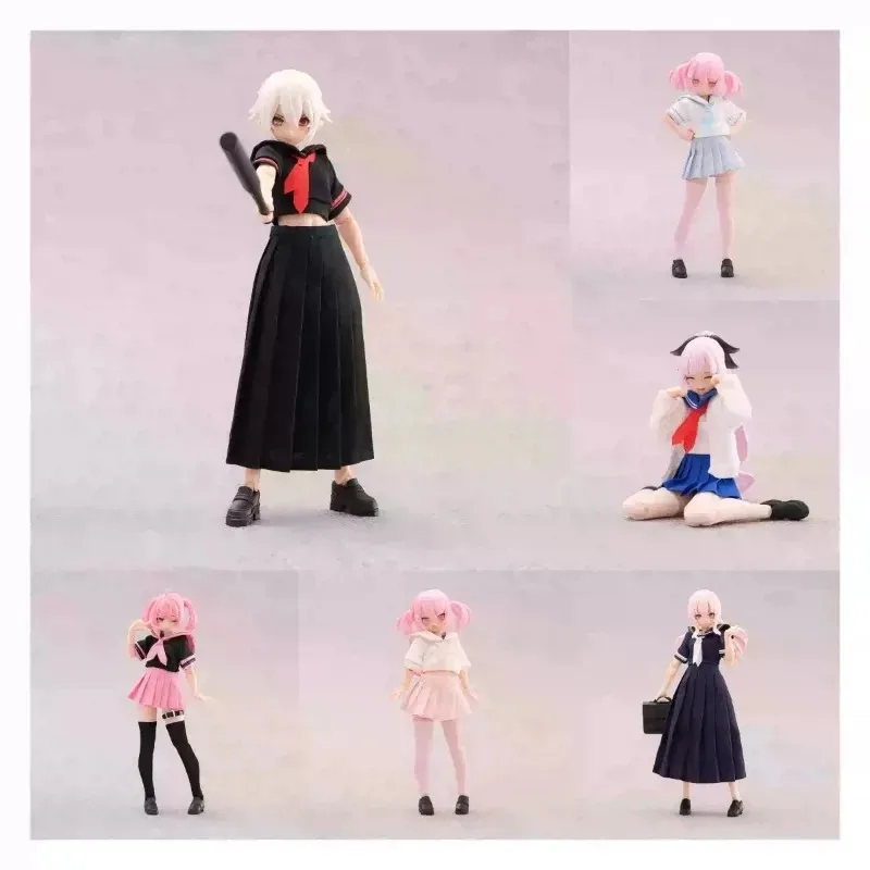 Gel05 1/12 Scale Female Soldier Sailor Suit Jk Pleated Skirt School Uniform with Shoes Clothes for 6