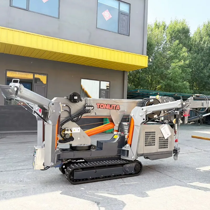 Customized Telescopic Boom Hydraulic Remote Control Compact Crawler Mini Arm Installation Portable Spider Crane Europe Wirh Fly