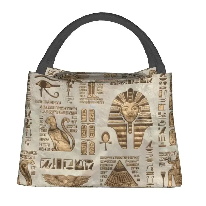 Egyptian Hieroglyphs And Deities Insulated Lunch Bags for Women Leakproof Egypt Pharaoh Thermal Cooler Lunch Box Picnic Travel